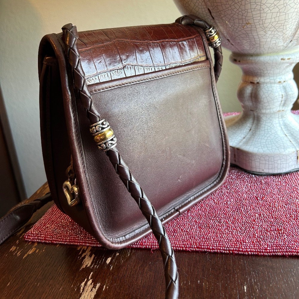 VINTAGE BRIGHTON Brown Leather Saddle Bag, cross-body - Picture 4 of 10